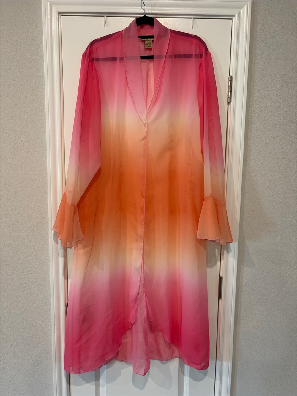 Midnight Velvet Ombre Pink Orange Sheer Duster